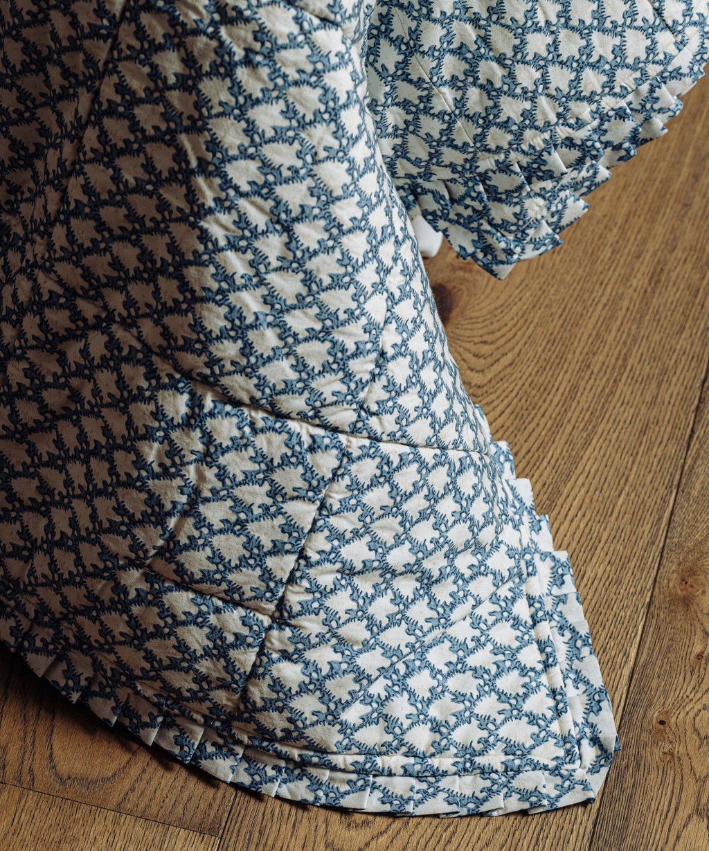 Clara Pleated Quilted Cotton Bedspread, Denim