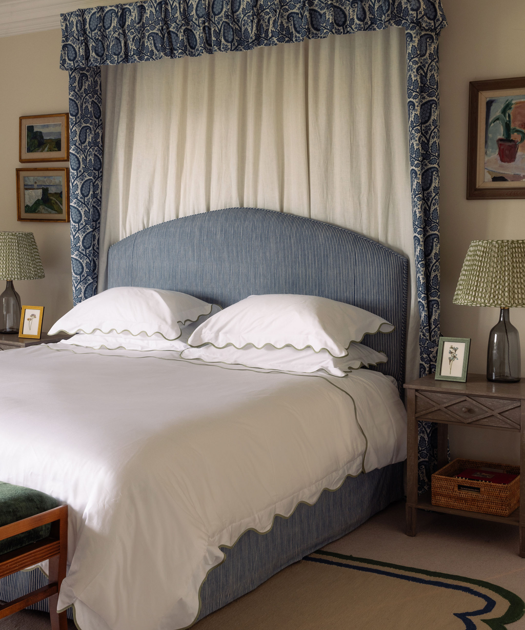 Alexandra Wavy Scalloped Bed Linen, Sage Green