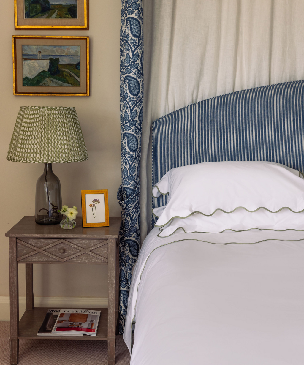 Alexandra Wavy Scalloped Bed Linen, Sage Green