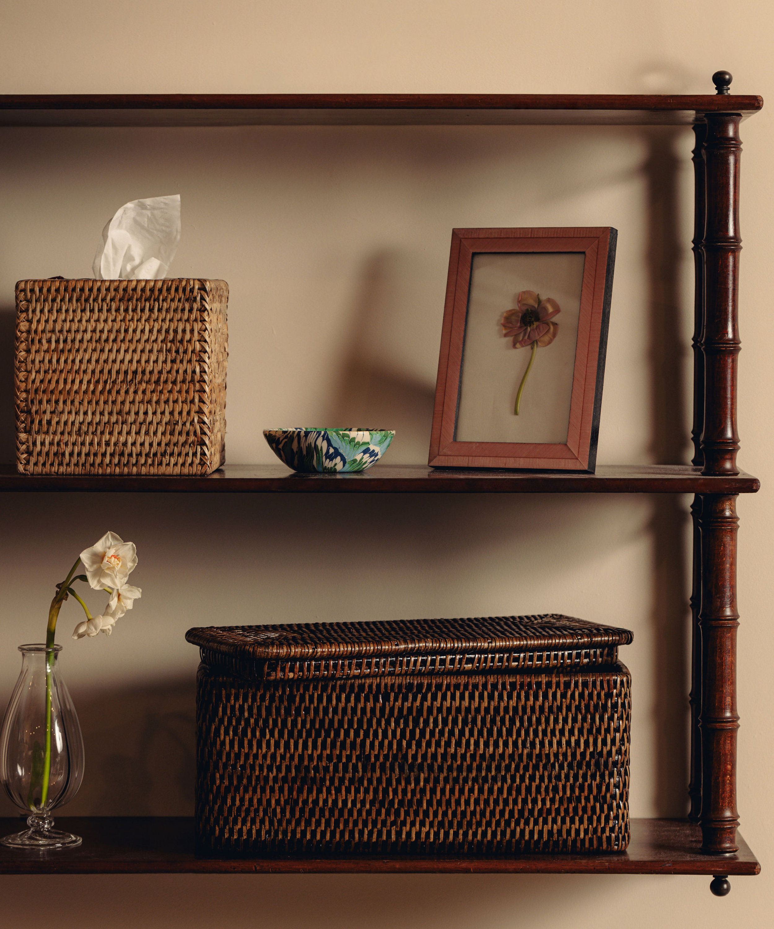 Rattan Square Tissue Box Cover, Natural