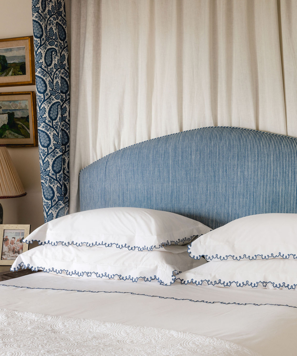 Thea Scalloped Bed Linen, Denim Blue