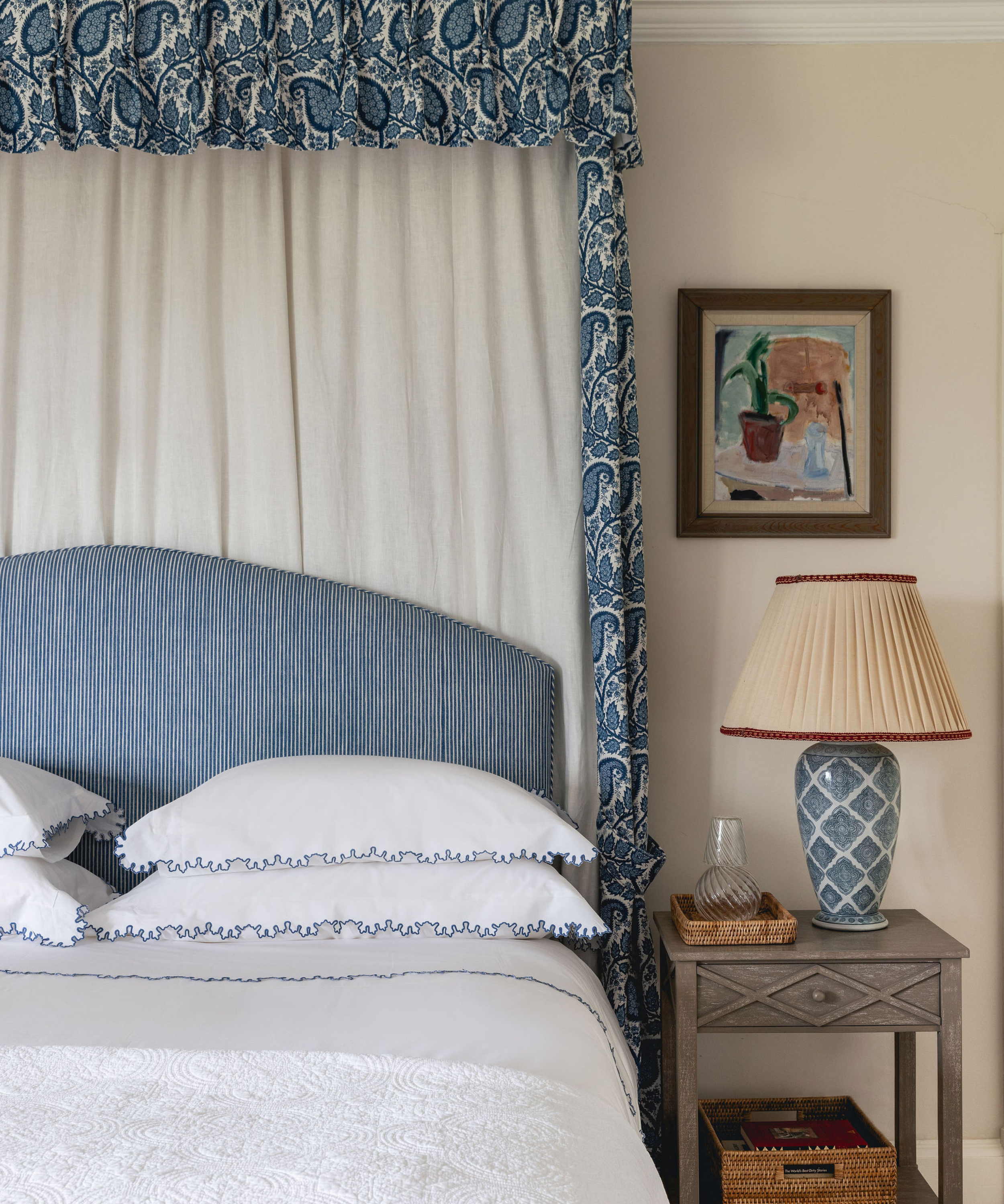 Thea Scalloped Bed Linen, Denim Blue
