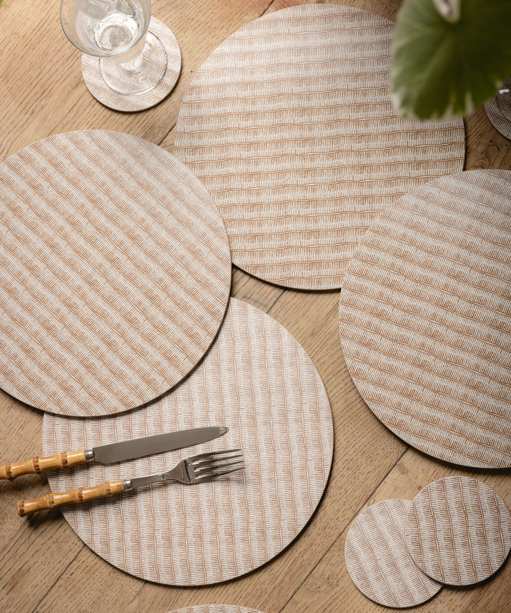 Margot Cork Backed Round Placemat, Nougat