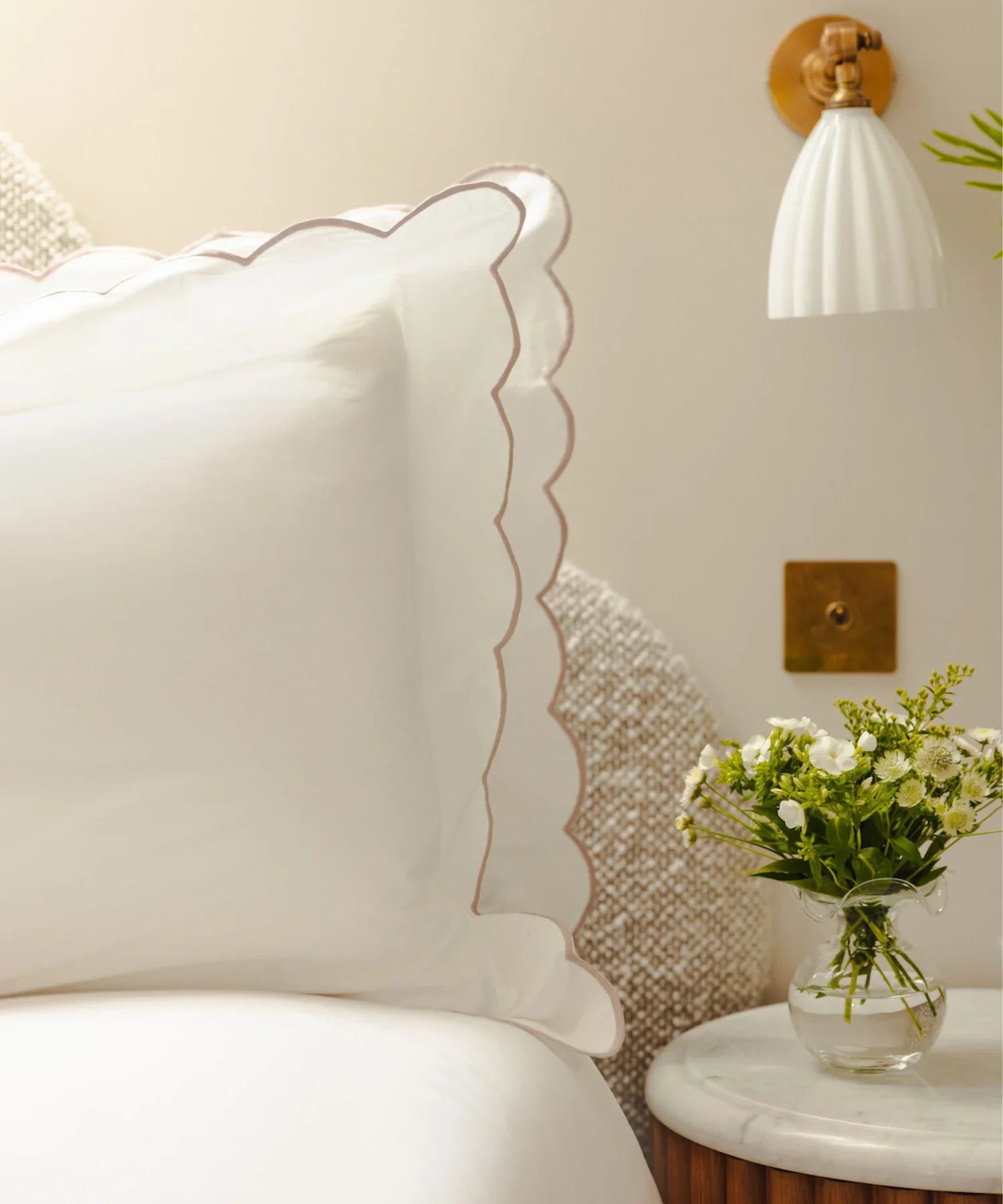 Annabelle Scalloped Bed Linen, Dusty Pink