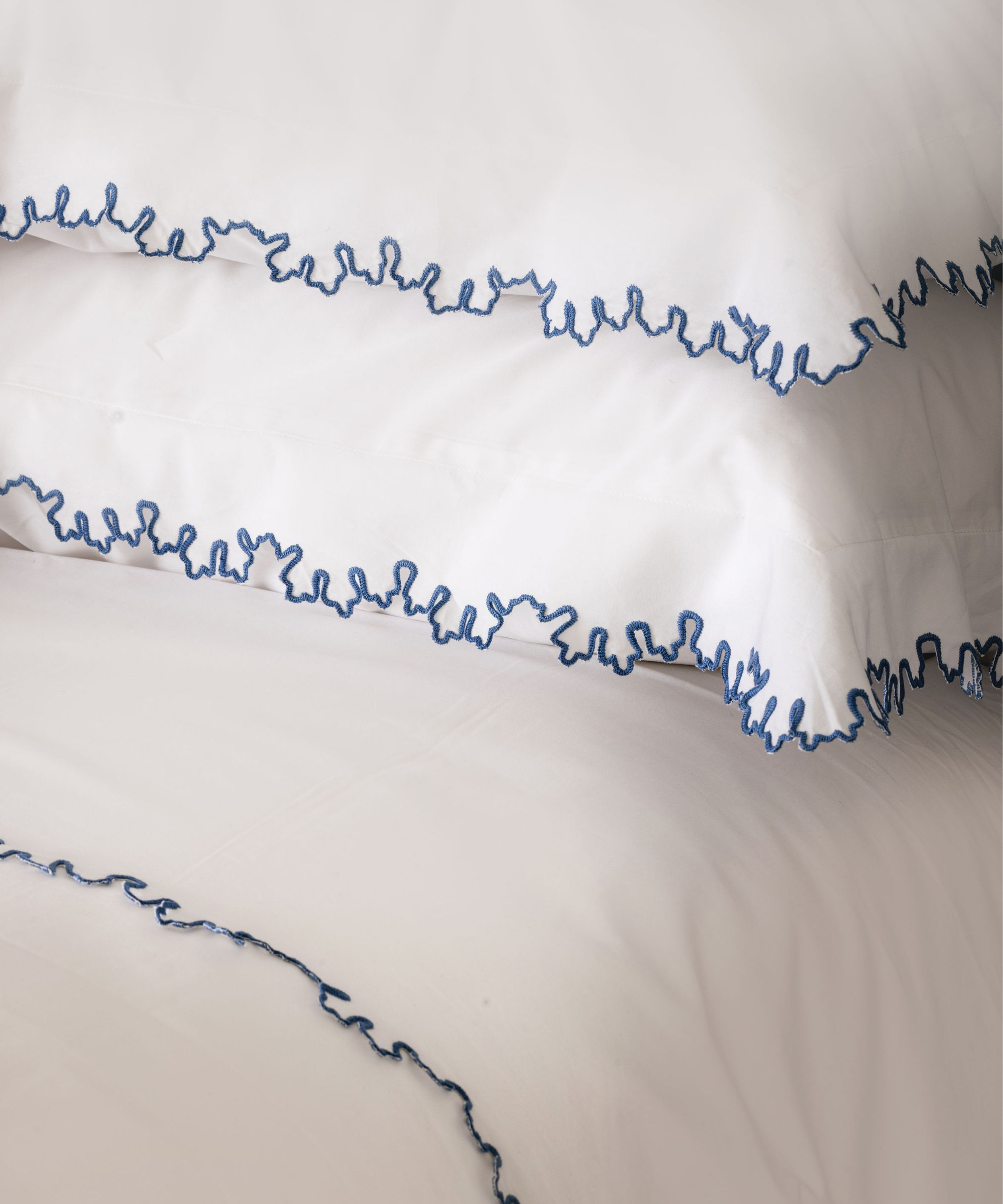 Thea Scalloped Bed Linen, Denim Blue