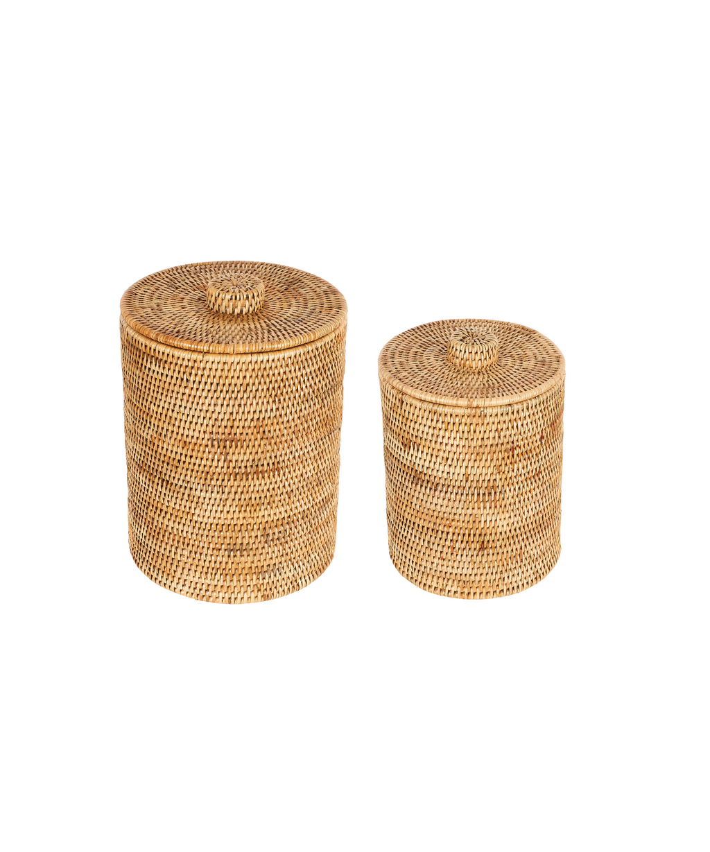 Rattan Bathroom Bins, Natural
