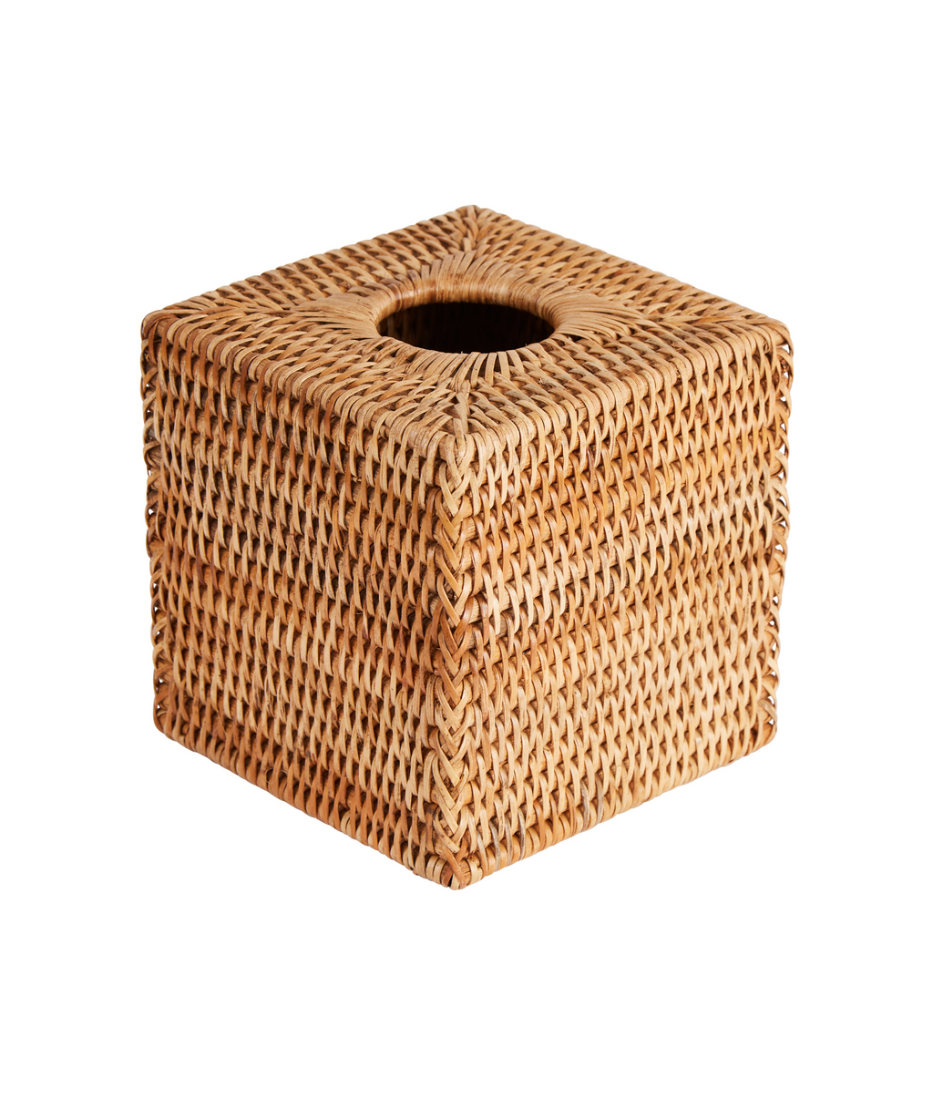 Rattan Square Tissue Box Cover, Natural