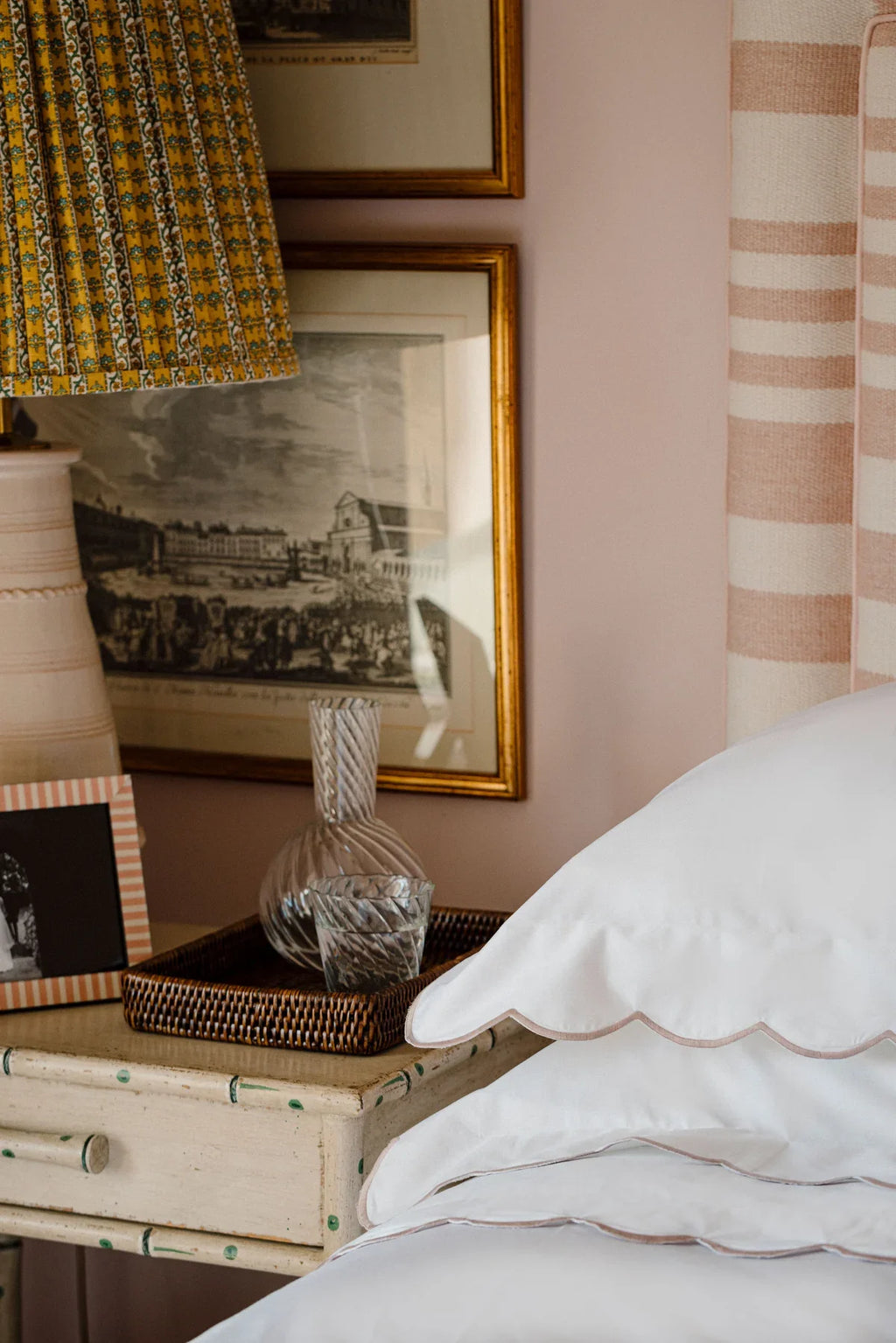 Annabelle Scalloped Bed Linen, Dusty Pink