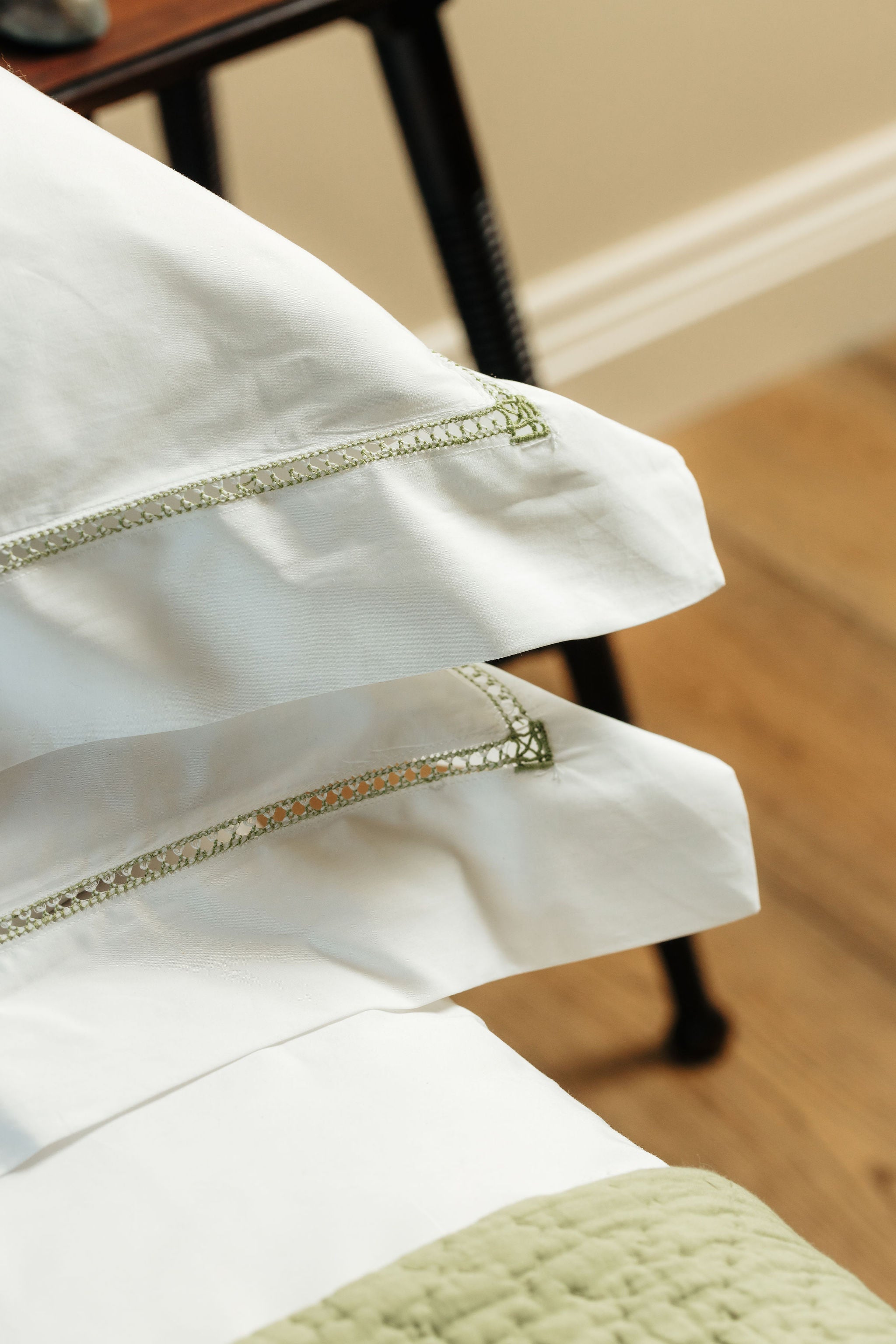 Georgiana Ladderstitch Bed Linen, Sage