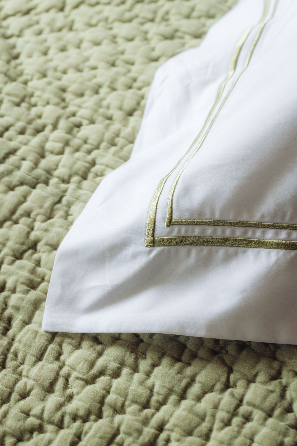 Evora Double Row Corded Bed Linen, Sage