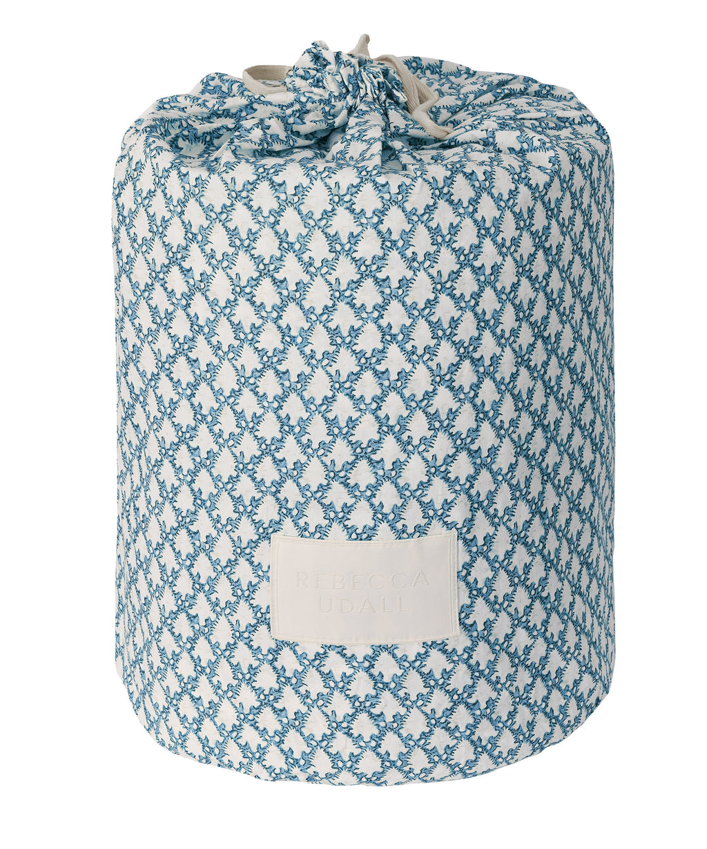 Clara Pleated Quilted Cotton Bedspread, Denim