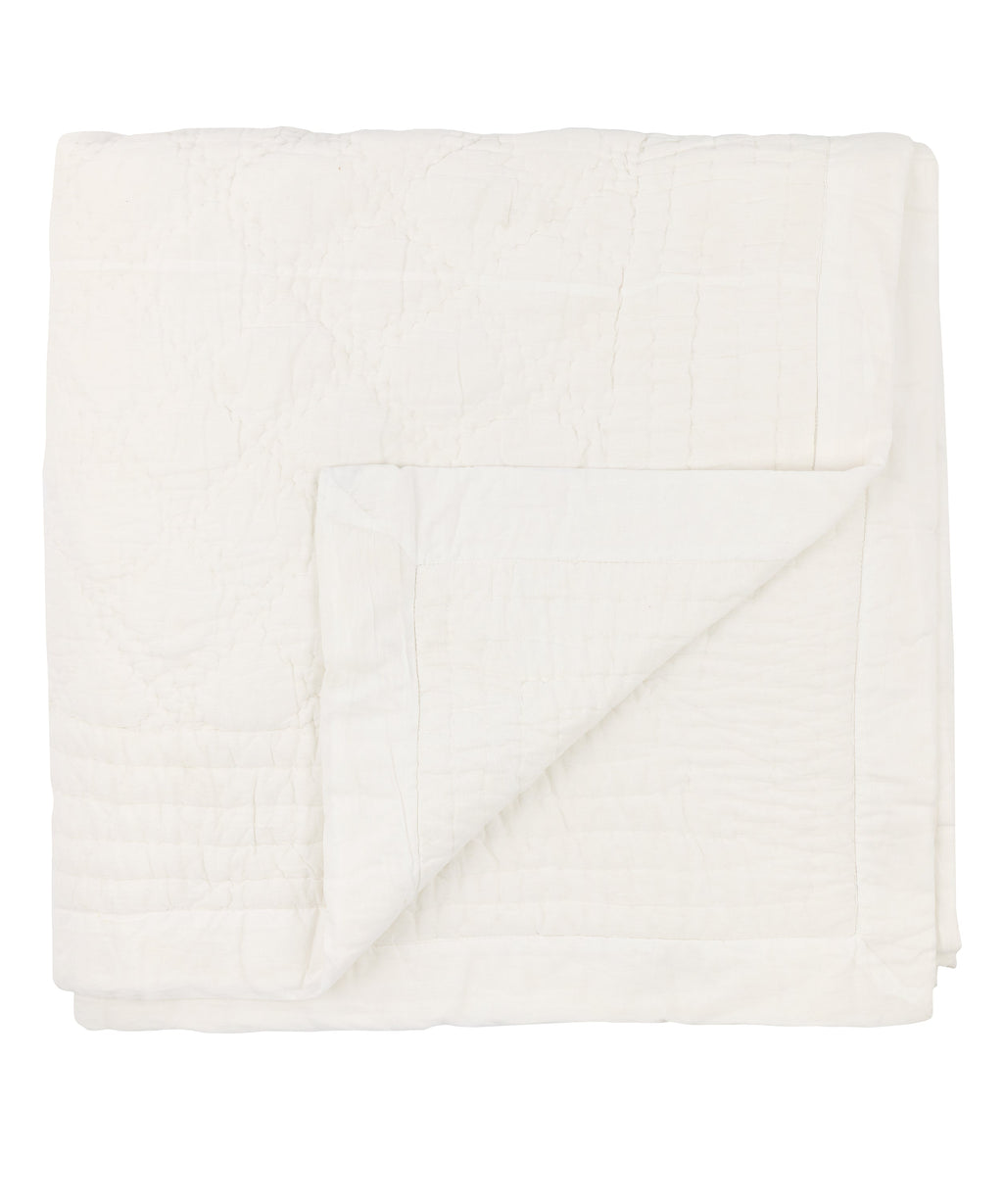 Eva Quilted Cotton Bedspread, White