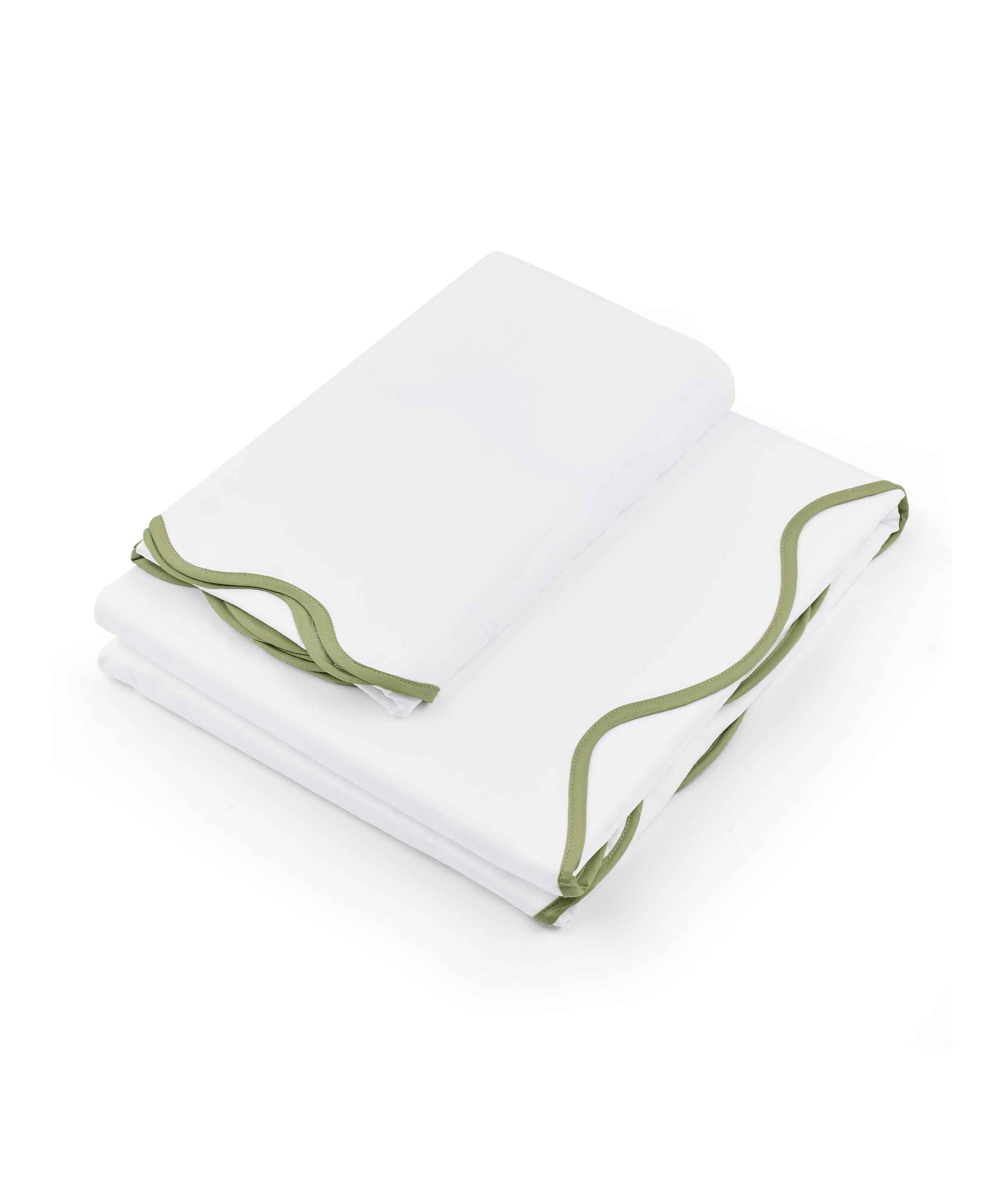 Alexandra Wavy Scalloped Bed Linen, Sage Green