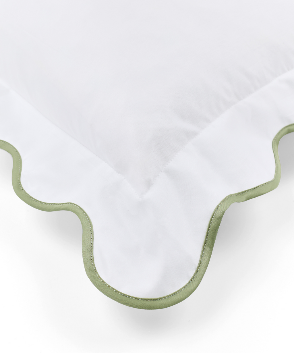 Alexandra Wavy Scalloped Bed Linen, Sage Green