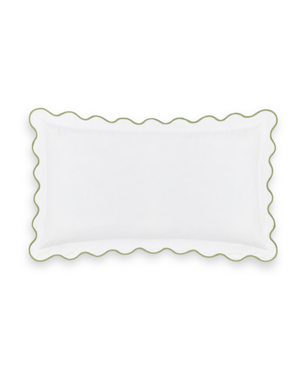 Alexandra Wavy Scalloped Bed Linen, Sage Green