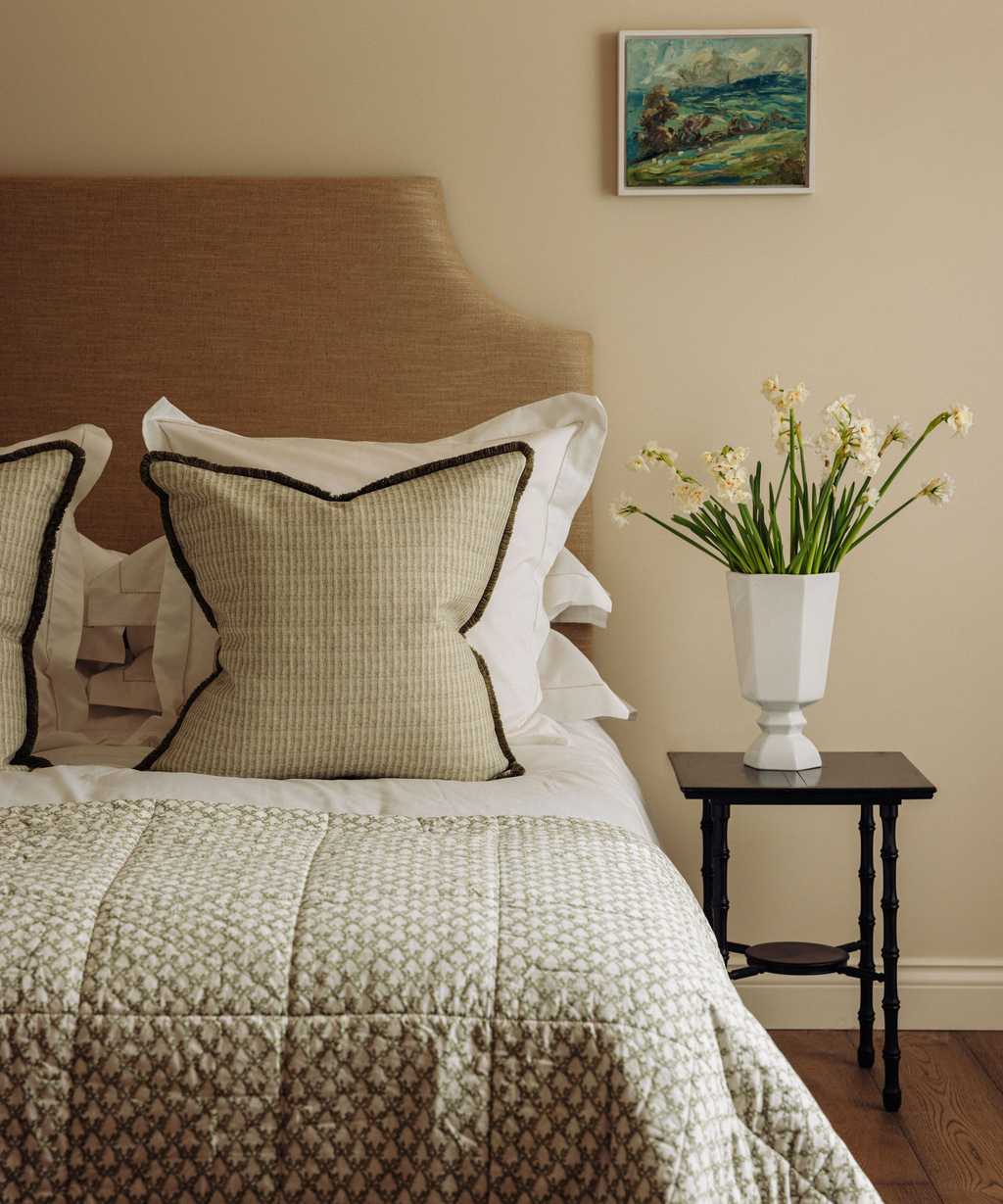 Porto Hemstitch Bed Linen, Straw