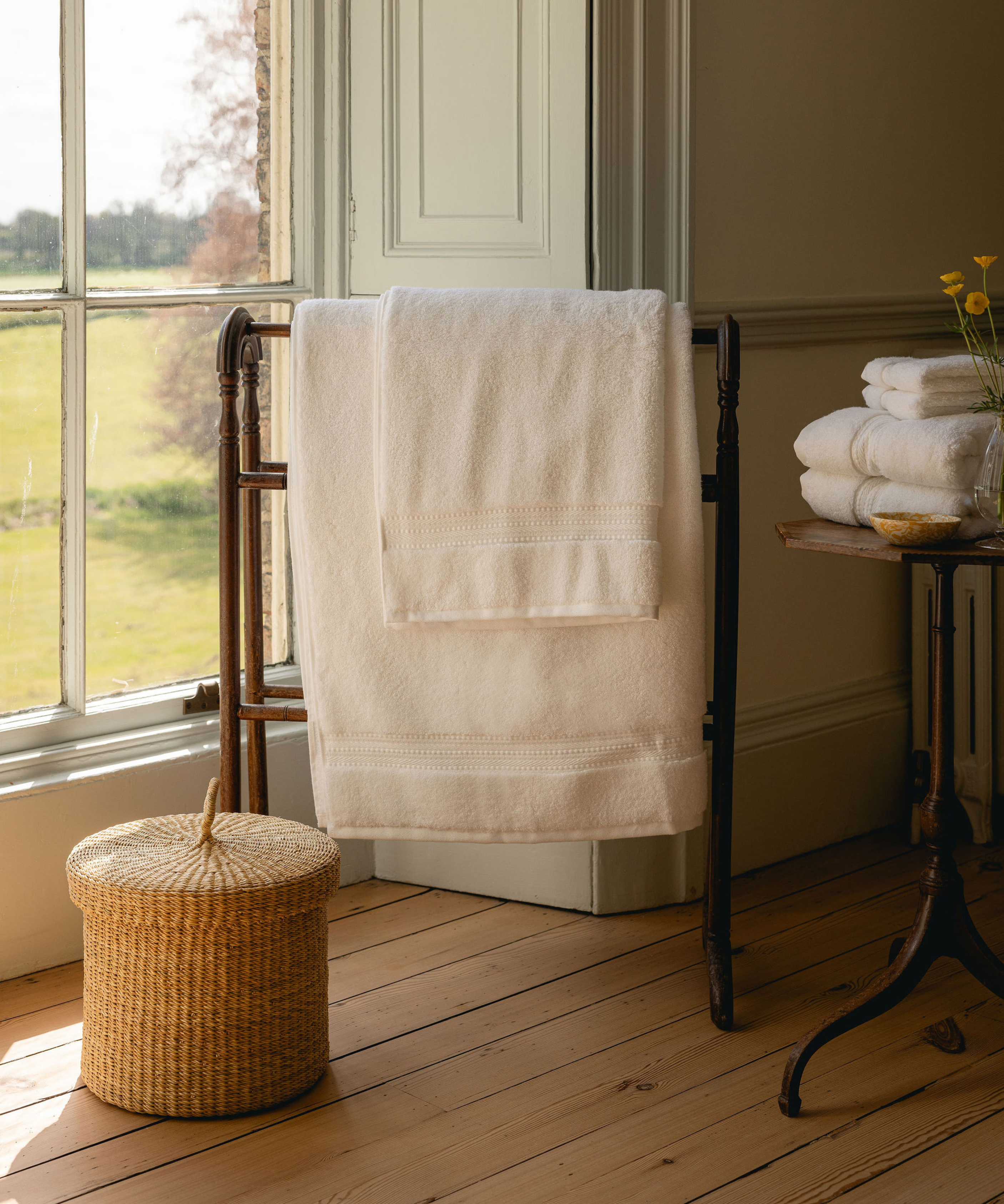 Maria Organic Bath Towel Collection, White