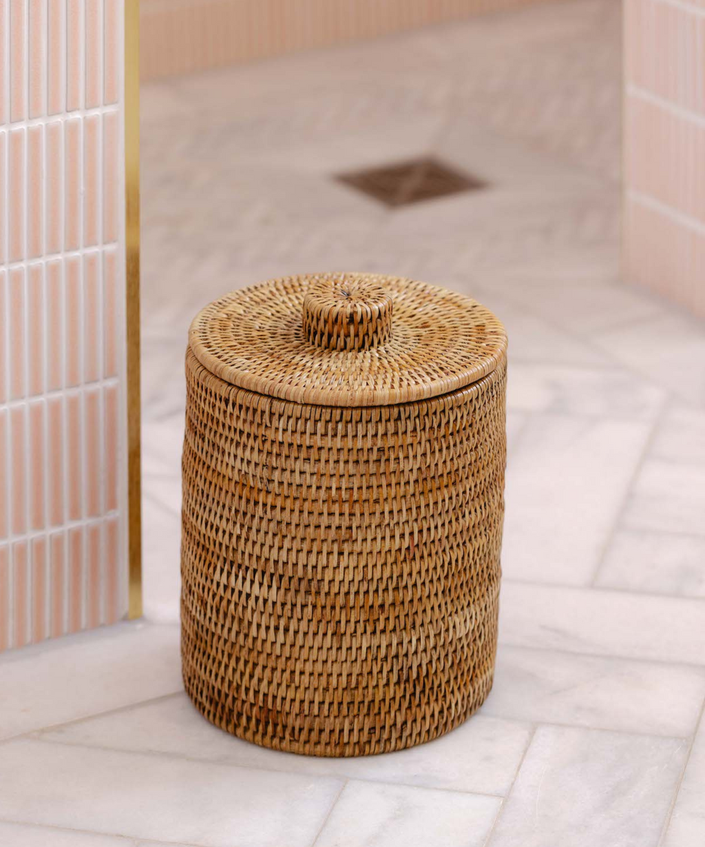 Rattan Bathroom Bins, Natural