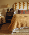 Nina Scalloped Quilted Cotton Bedspread, Raffia